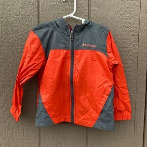 Columbia Boy's Long Sleeve Orange Light Weight Zip Up Hooded Jacket Size 4t